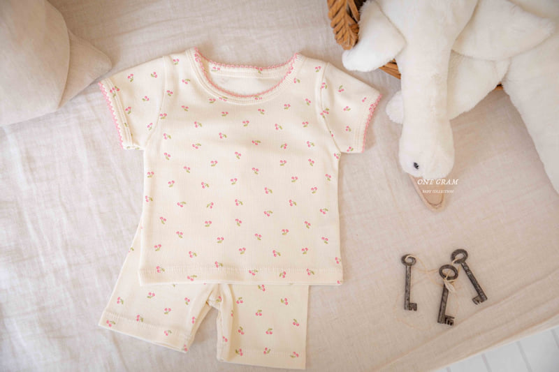1 Gram - Korean Baby Fashion - #onlinebabyboutique - Cherry Top Bottom Set - 12