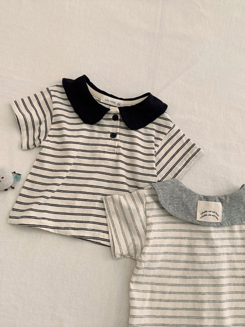 Kids J Stripe Collar Tee