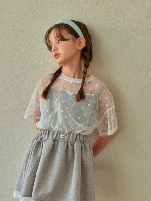 Mesh Flower Short Sleeve Tee
