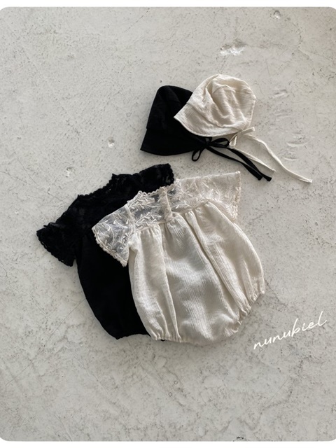 Bebe Pleats Romper Bonnet Set