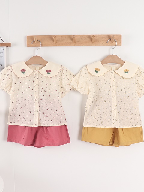Flower Pants Top Bottom Set