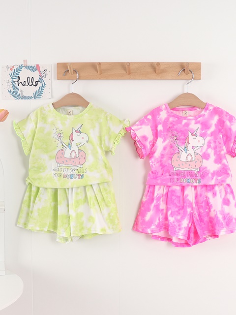 Unicorn Water Printed Top Bottom Set