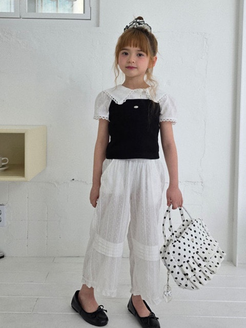 Natural Pintuck Frill Pants