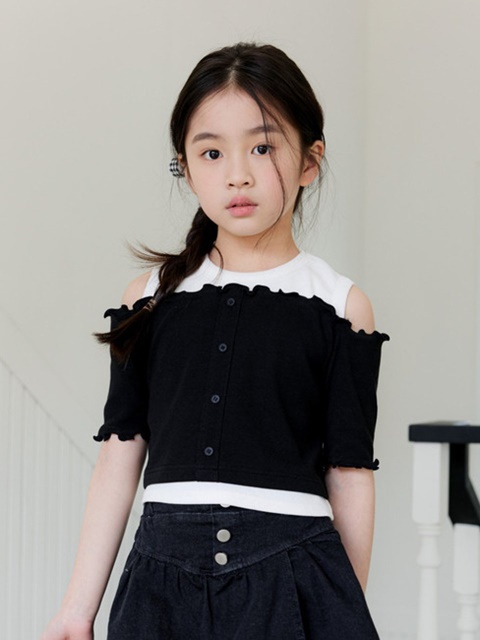 Kids Off-Shoulder Raglan Tee