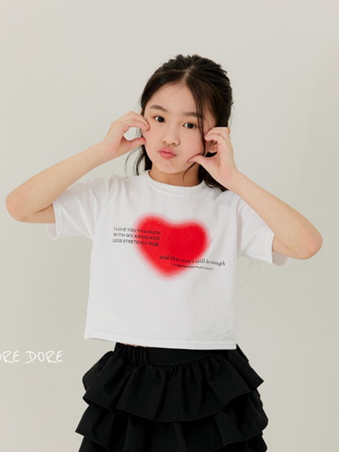 Kids Lettering Heart Crop Tee