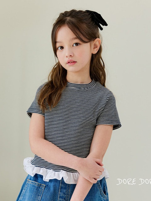 Kids Shirring Rib Crop Tee