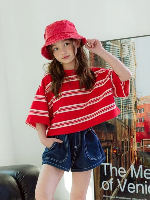 Kids Tender Stripe Crop Tee