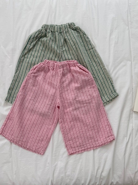 Stripe Wide Linen Pants