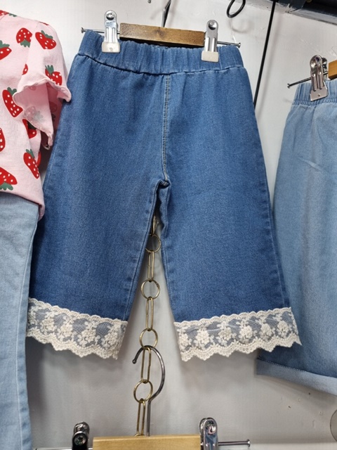 White Lace Denim Pants