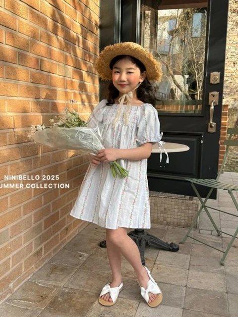 Embroidered Shirred One-piece