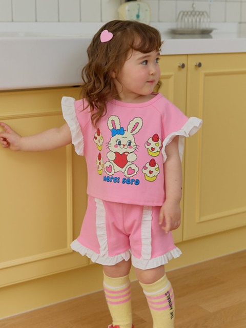 Frill Strawberry Muffin Top Bottom Set Frill Strawberry Muffin Top Bottom Set
