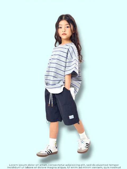 Striped Border Short Sleeve Tee