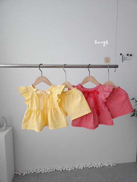 Check Butterfly Top Bottom Set Check Butterfly Top Bottom Set