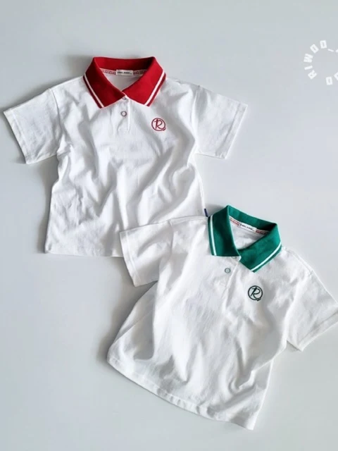 Green Red Collar Short Sleeve Tee Green Red Collar Short Sleeve Tee