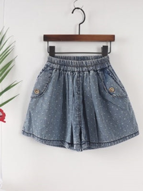 Dot Denim Skirt Shorts