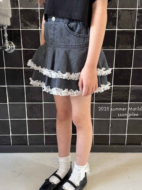 Lace Denim Skirt