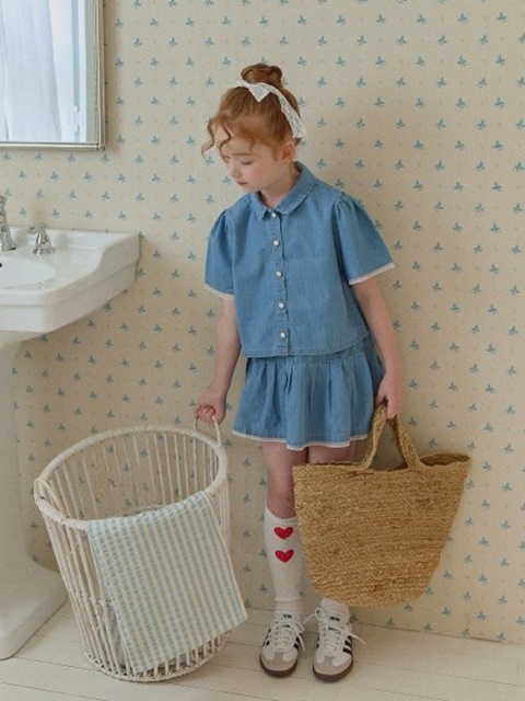 Denim Pleated Skirt