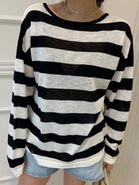 Stripe X Knit Pullover
