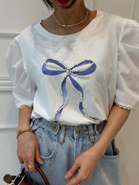 Pearl Ribbon Puff Tee Pearl Ribbon Puff Tee
