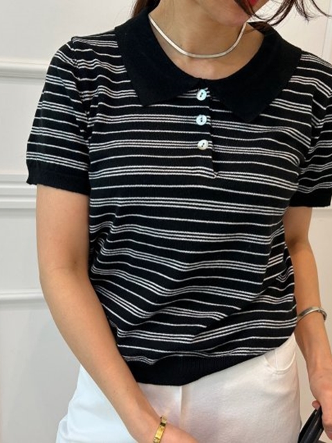 Stripe Collar Knit Top Stripe Collar Knit Top