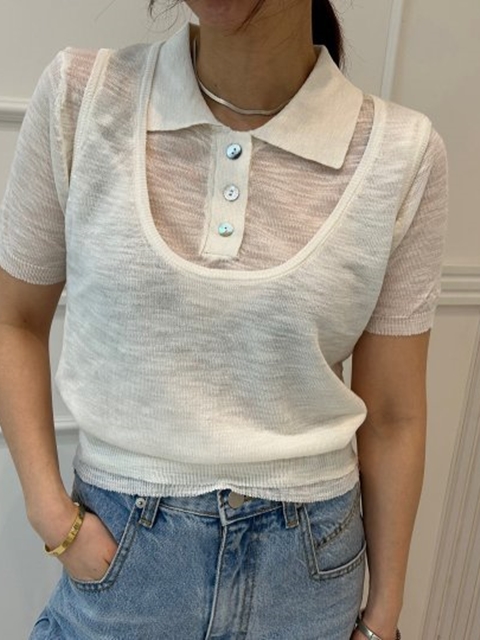 Linen Collar Vest Set Linen Collar Vest Set