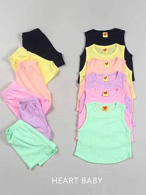 Macaron Sleeveless Top Bottom Set