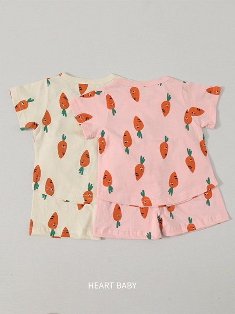 Carrot Short Sleeve Top Bottom Set