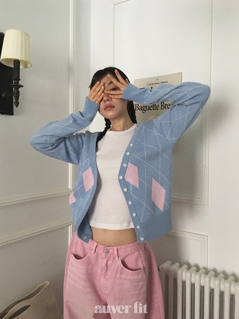 Argyle Off Knit Top Argyle Off Knit Top