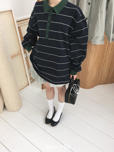 Multi Stripe Collar Tee Multi Stripe Collar Tee