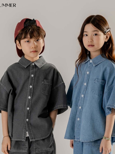 Basic Denim Short Sleeve Shirt Basic Denim Short Sleeve Shirt