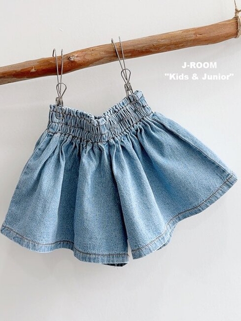 Denim Pleated Skirt Shorts Denim Pleated Skirt Shorts