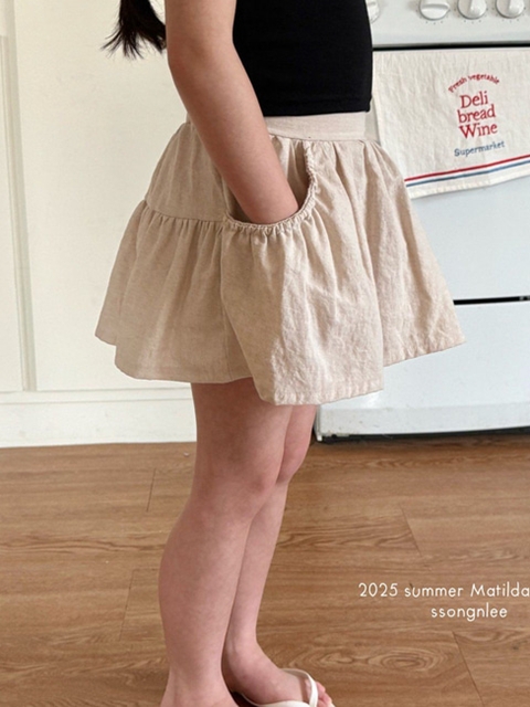 Linen Shirring Skirt Linen Shirring Skirt