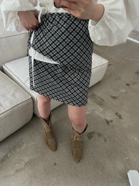 Check Wrap Skirt