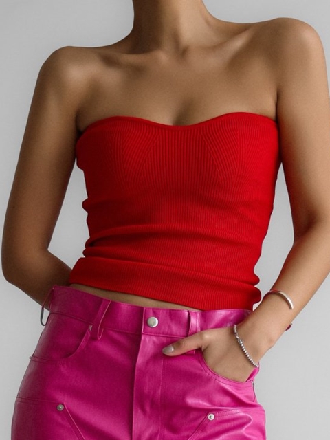 Volume Bust Tube Knit Top