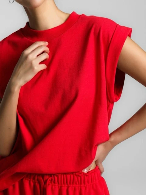 Rolled Up Sleeve Detail Sweat Tee