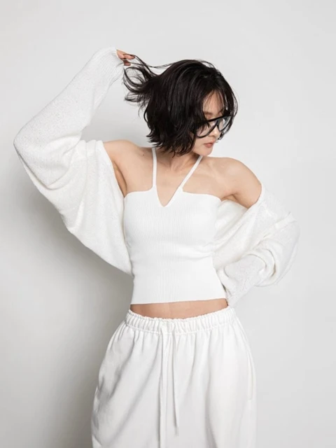 Loose Fit Linen Bolero Knit Cardigan