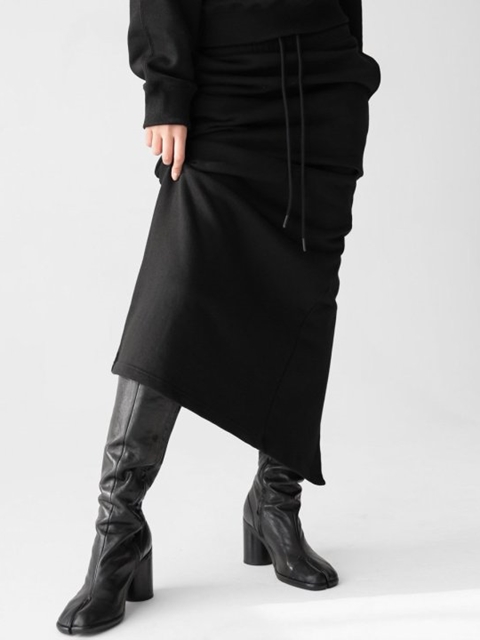 Back Slit Detail Maxi Pencil Jersey Sweat Skirt
