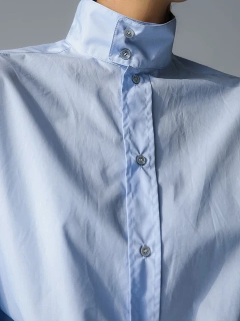 Oversized Cotton Baracuta Neck Button Down Shirt