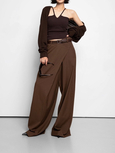 Asymmetry Pintuck Wide Maxi Trouser
