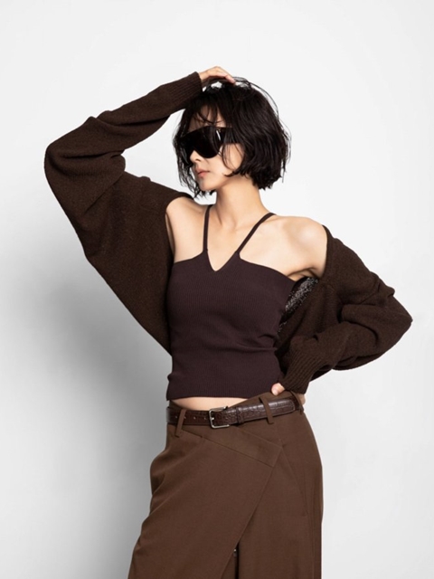 Loose Fit Linen Bolero Knit Cardigan