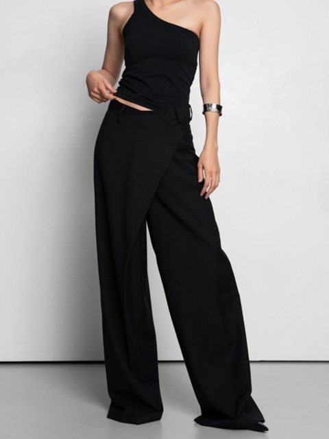 Asymmetry Pintuck Wide Maxi Trouser