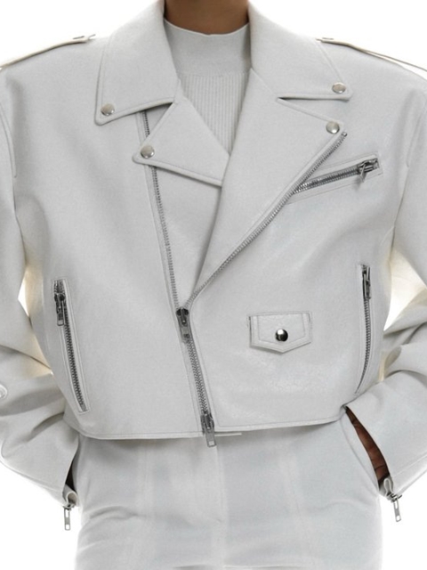 Overe Vegan Leather Crop Biker Jacket