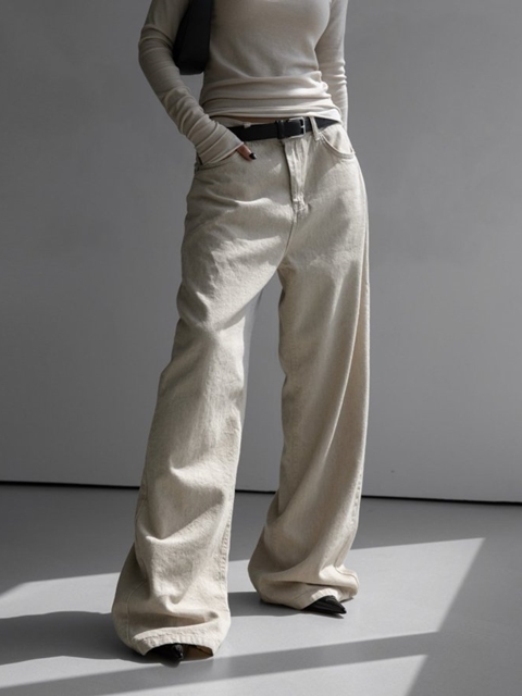 Natural Linen Denim Wide Pants Natural Linen Denim Wide Pants
