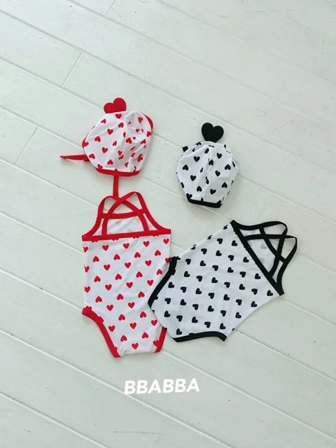 Heart Strap Swimsuit (with Bonnet Set)