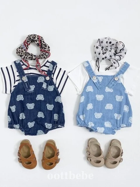 Jelly Bear Denim Suspender Suit