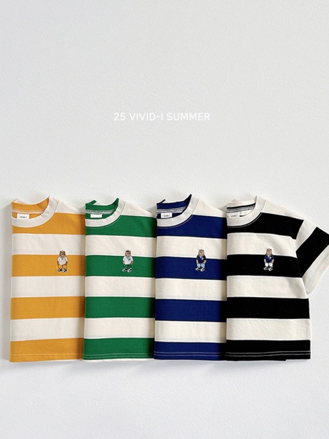 Big Stripe Embroidery Short Sleeve Tee