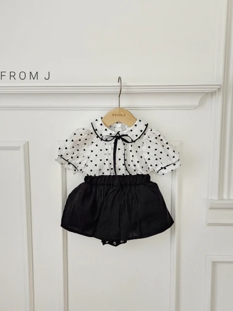 Heart Puff Sleeve Pintuck Suit (Girl)