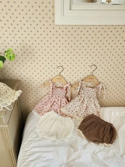Rose Check Shirred Set