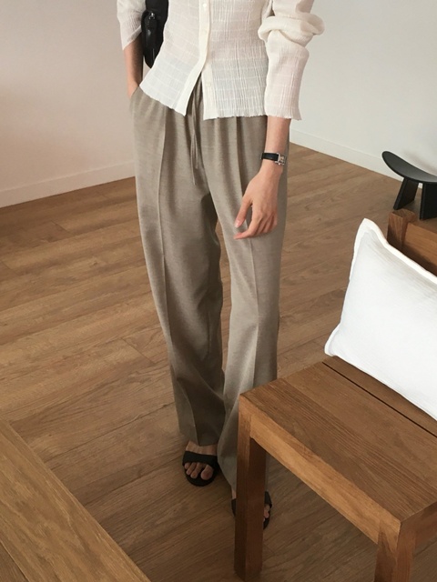 Summer Wool Banded Wide Pants Summer Wool Banded Wide Pants
