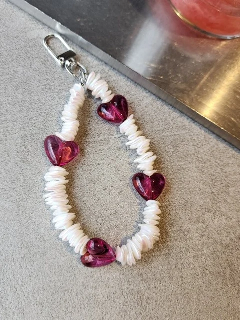 Pearl Heart Strap Keyring Pearl Heart Strap Keyring